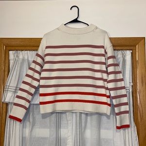 Cream/mauve/red stripped sweater